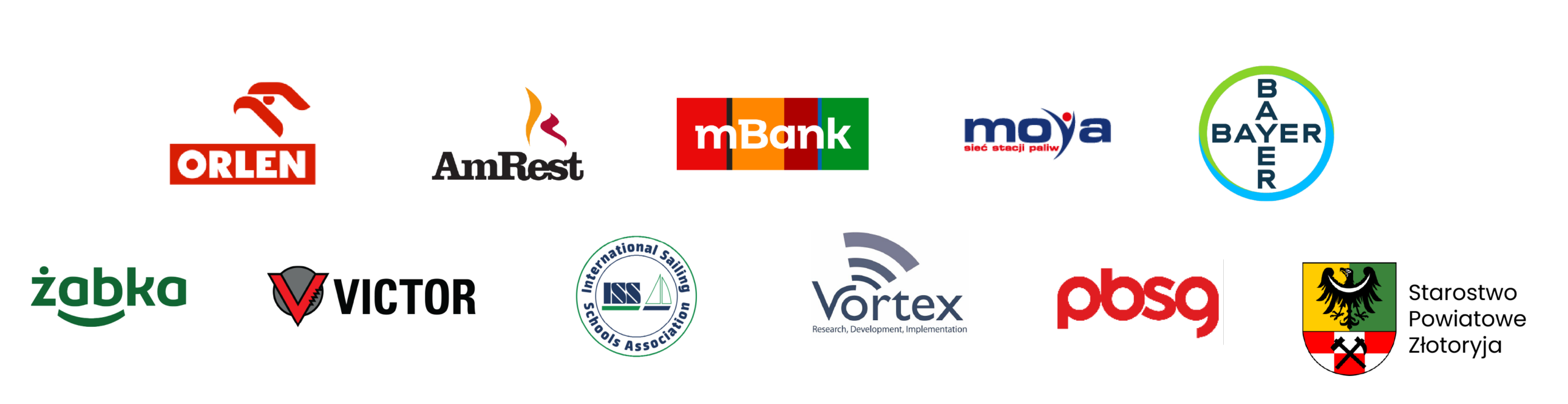 Orlen, Amrest, mBank, Moya, Bayer, Żabka Polska, Victor Energy, ISSA Global, Vortex, PBSG S.A
